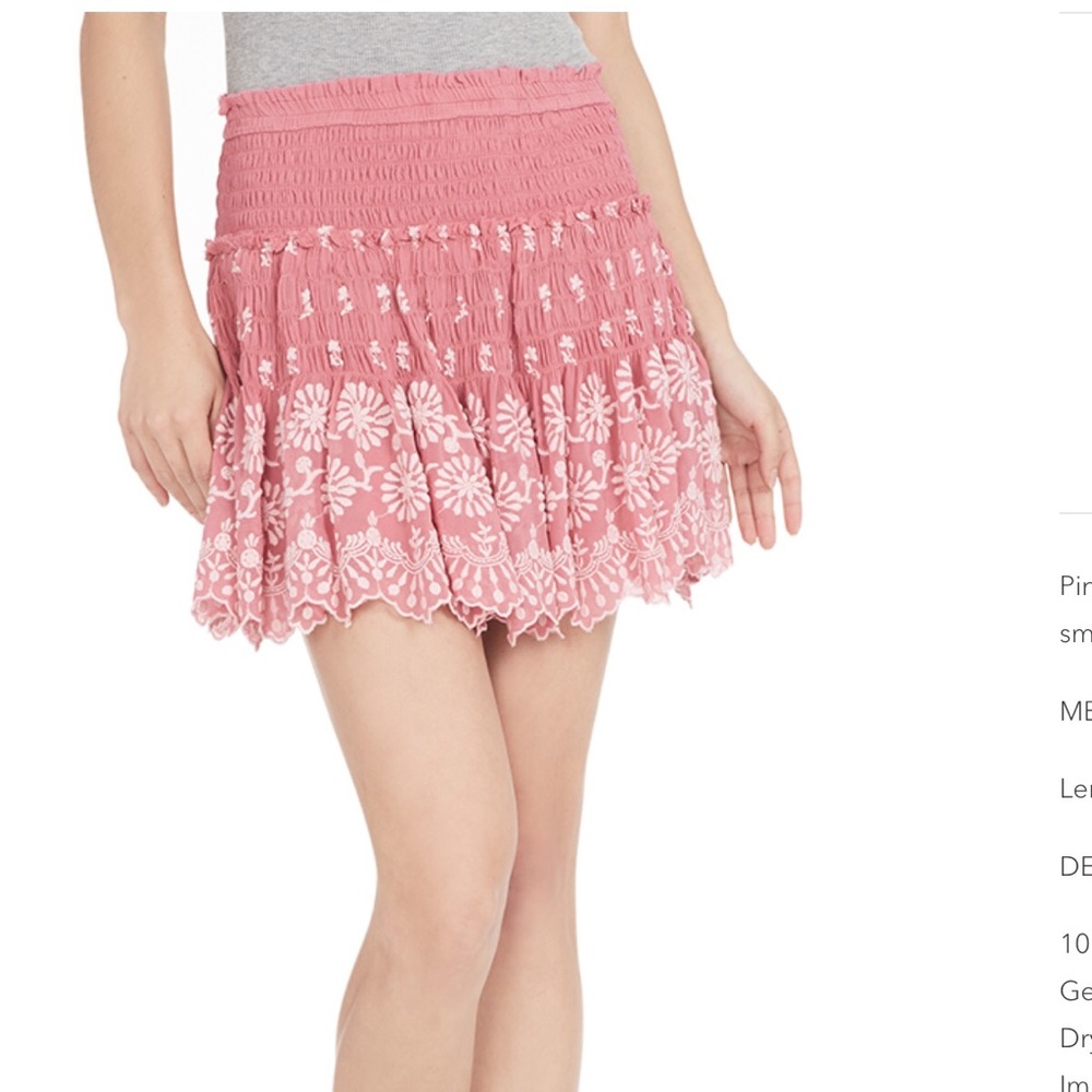 LoveShackFancy Pink Embroidered Milla Mini Sz S